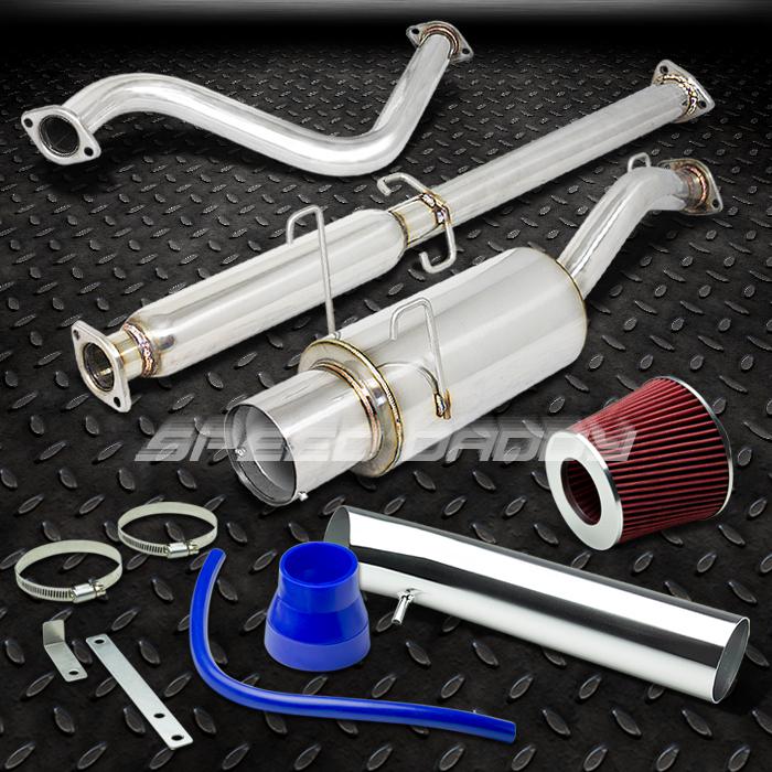 4" tip muffler catback exhaust+short ram air intake system 93-97 del sol eg eh