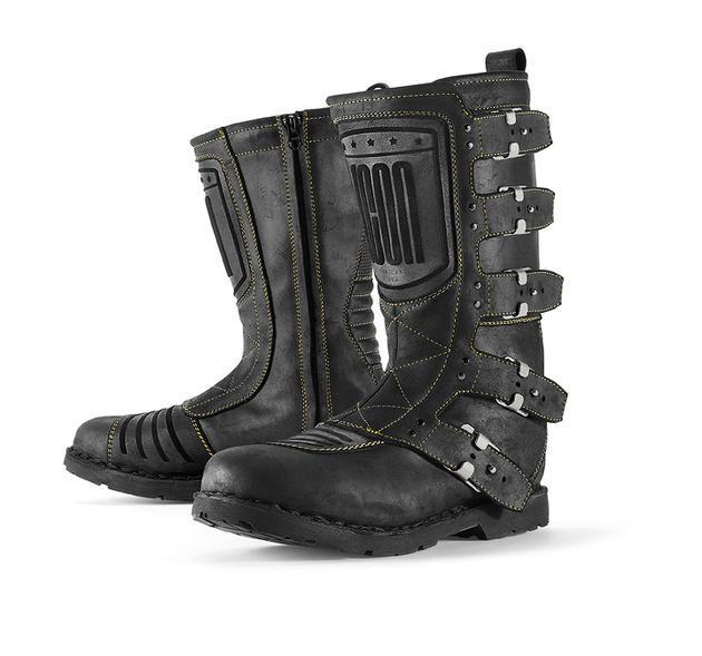 Icon one thousand elsinore leather motorcycle boots black 10.5 us