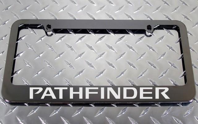 1 brand new nissan pathfinder gunmetal license plate frame +screw caps