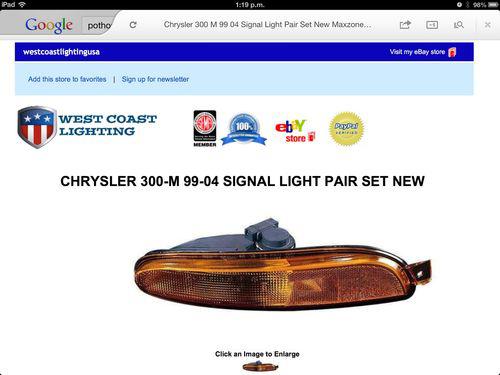 Chrysler 300-m 99-04 signal light pair set new