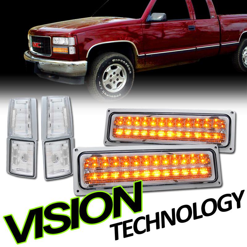 Led turn signal bumper lights+corner lamps 94-02 gmc c10 full size pickup/suv