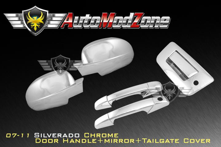 07-12 chevy silverado 3dr chrome door + tailgate handle + mirror cover combo