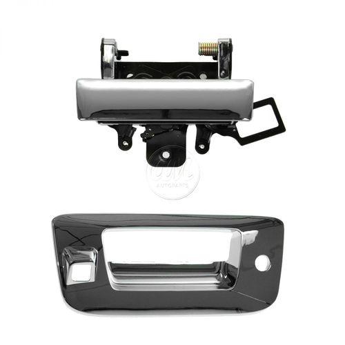 Tailgate handle & bezel kit with lock & camera hole chrome for silverado sierra