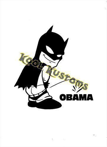 Vinyl decal sticker batman peeing on obama...funny ...car truck window