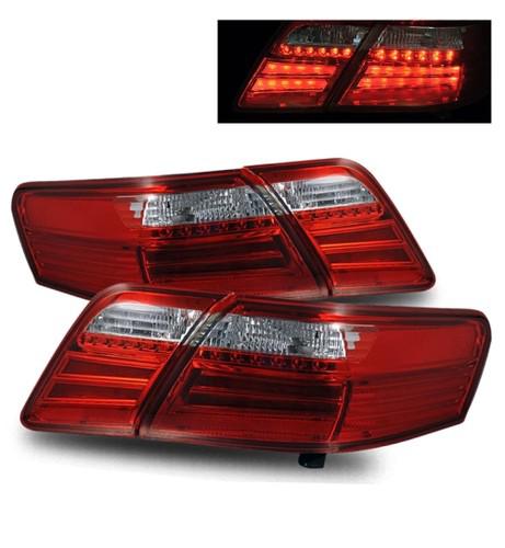 07-09 toyota camry euro red clear led tail lights w/ full led brake backup lamps