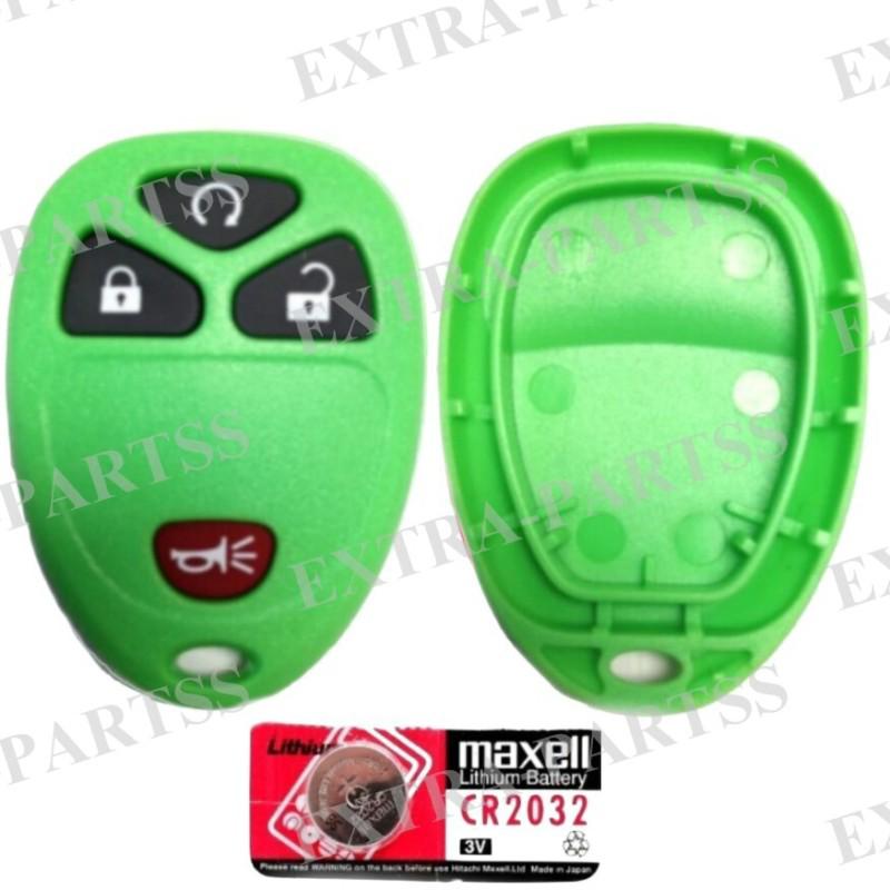 New green replacement remote keyless entry key fob clicker shell case + battery