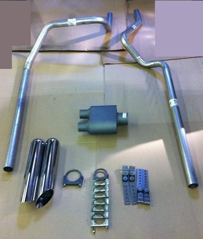 Dodge ram 94-01 dual exhaust kit + 1 chamber + tips w/ mandrel