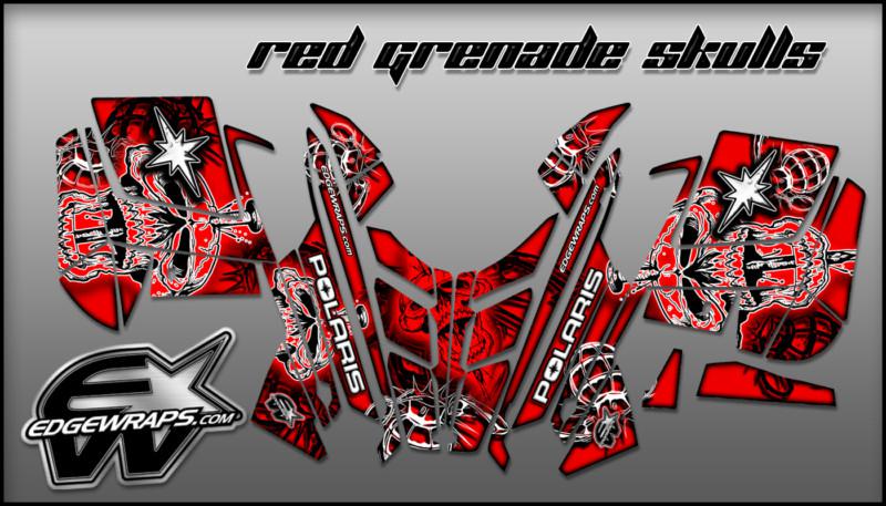 Polaris pro-rmk rush custom graphics kit -  red grenade skulls