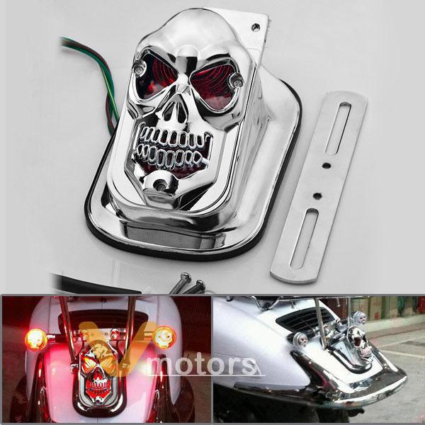 1x chrome integrated license plate tail light bracket for harley chopper cruiser