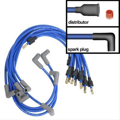 Summit spark plug wires spiro wound 8mm blue 90 deg boots chevy sm block v8