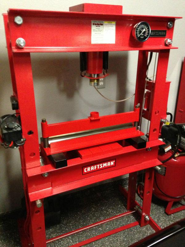 50 ton hydraulic pneumatic shop press/metal brake w/warn electric winch