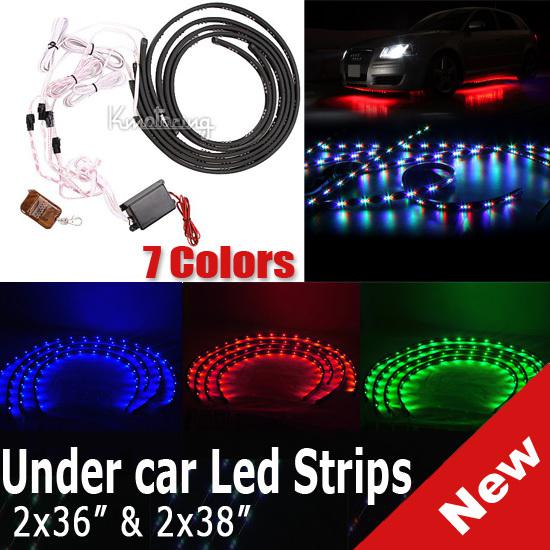 36" & 48" 7 colors led under car glow underbody system neon lights strip remote