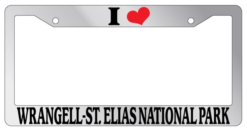 Chrome license plate frame i heart wrangell-st. elias national park auto