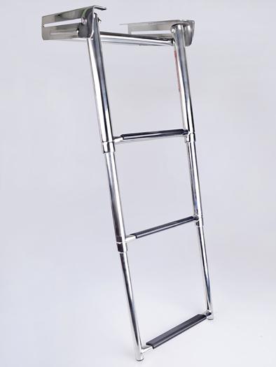 3 step stainless steel telescoping marine swim boat ladder under platform 10"w