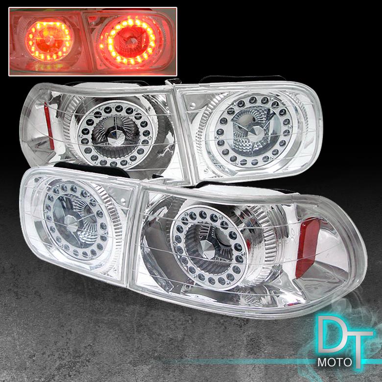 92-95 honda civic 2/4dr clear led rims rear tail brake lights lamps left+right