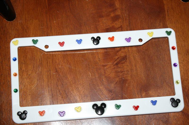 Custom white license plate frame - mickey mouse