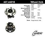 Centric parts 407.44018 rear hub assembly