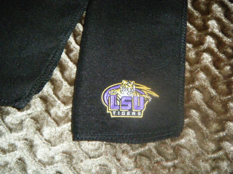 Lsu tigers  black fleece scarves scarfs scarf  -  9"x 60" college  louisiana