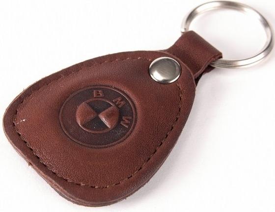 New leather brown keychain car logo bmw auto emblem keyring