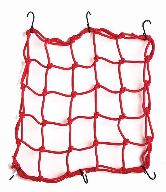 15" x 15" red bungee cargo net for motorcycle helmet bike truck atv w/ 6 hooks