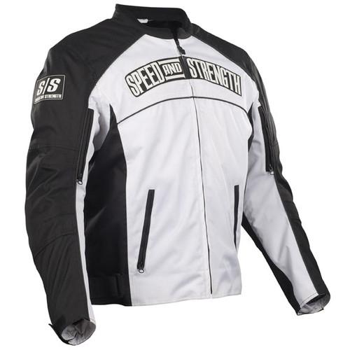 New speed & strength seven-sins adult textile jacket, white, small