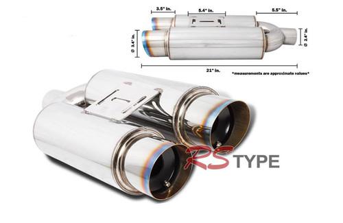 Dual muffler w/ dual slant color+chrome tip w/silencer,2.5"in/outle  350z sentra