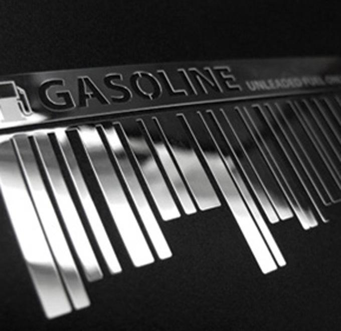 Barcode style fuel cap metal decal in silver- disel only