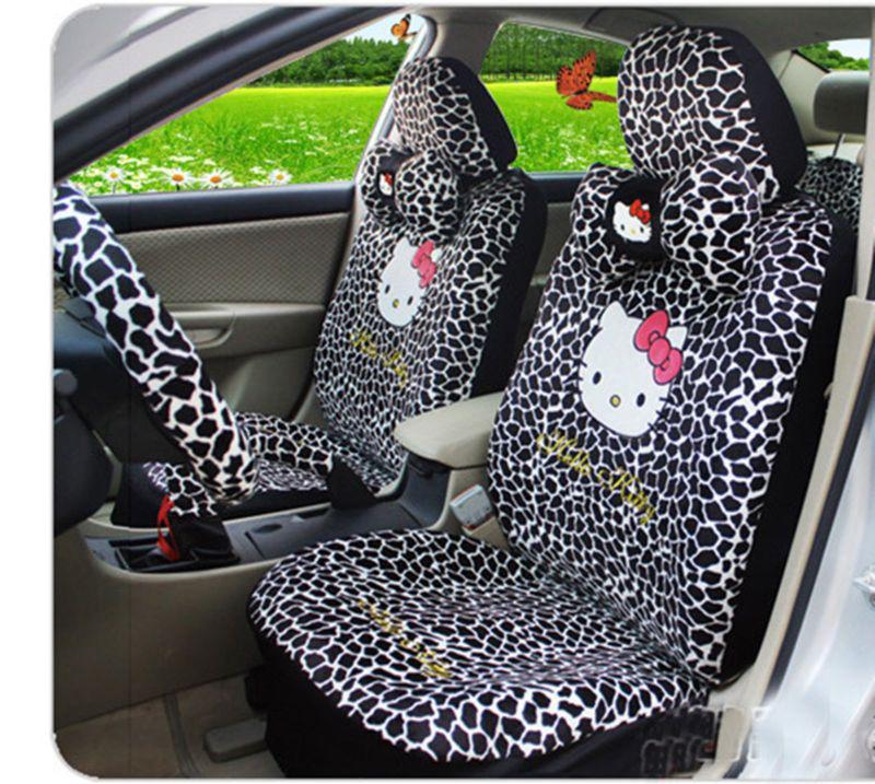 18 pcs hello kitty universal leopard print car seat covers mirror cover 