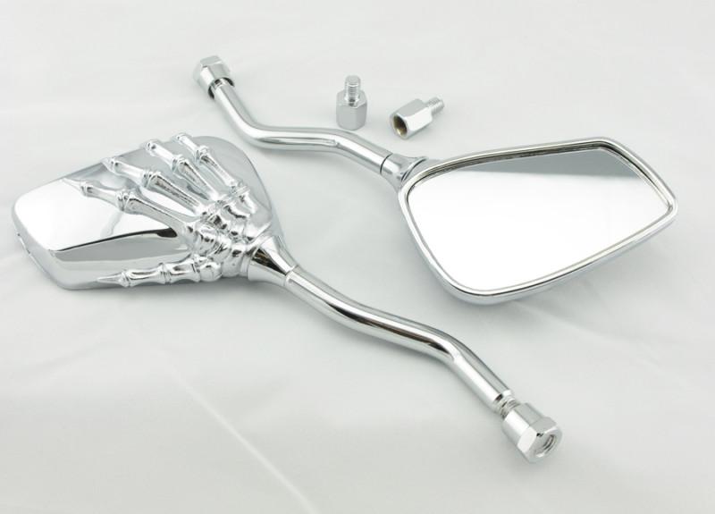Chrome skull mirror for harley heritage springer sportster dyna glide softail fx