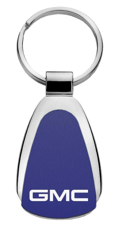 Gmc blue blue tear drop metal keychain car ring tag key fob logo lanyard