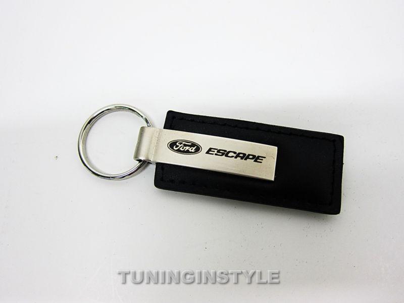 Ford escape black leather keychain official licensed laser engraved new