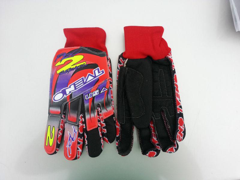 O'neal motorcycle atv dirt bike gloves vintage nos #0383 red size 10 new