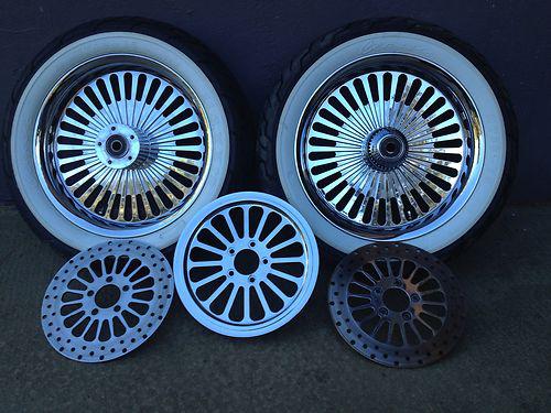 Harley softail chrome billet 16 dna superspoke wheels maxxis gangster white tire