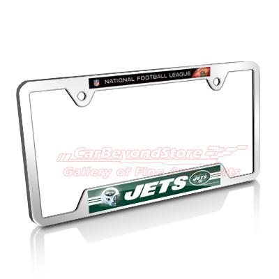 Nfl new york jets chrome metal license plate frame + free gift, licensed