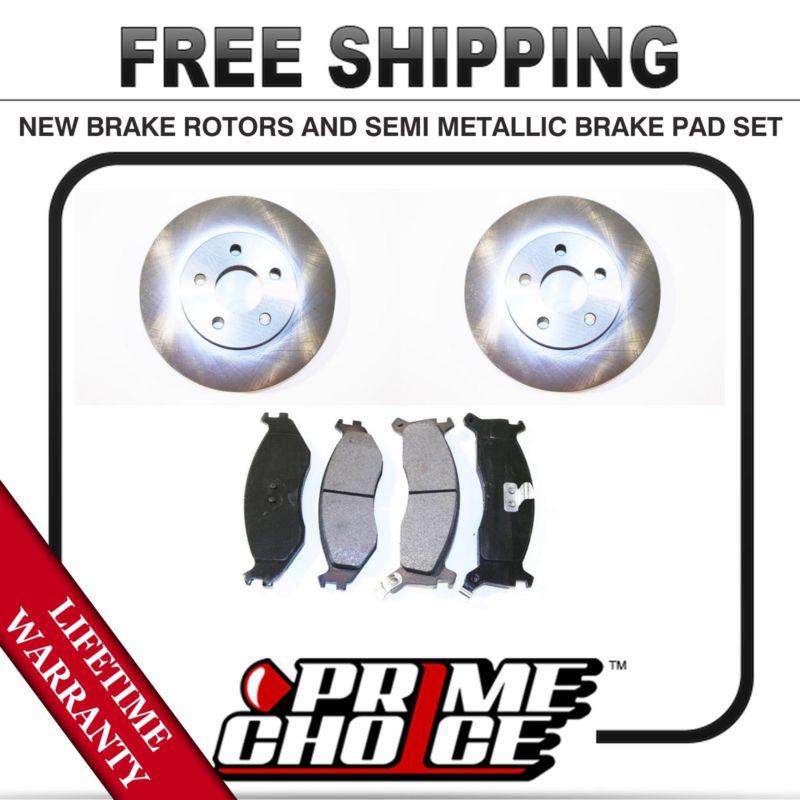 Front kit (2) brake rotors and (1 set) premium brake pads with lifetime warranty