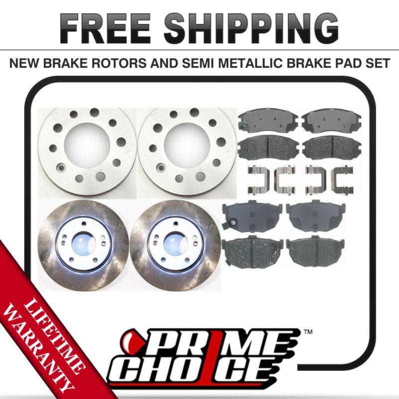 Front + rear kit (4) brake rotors & (8) brake pads with lifetime warranty