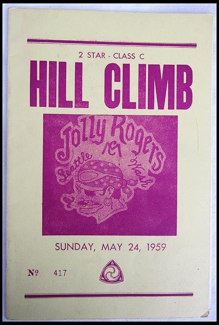 1959 vintage jolly rogers m/c club motorcycle hillclimb racing program ama race