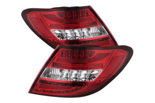 Spyder mbzc08rc c class red euro tail lights rear stop lamps w leds 2 pcs 1 pair