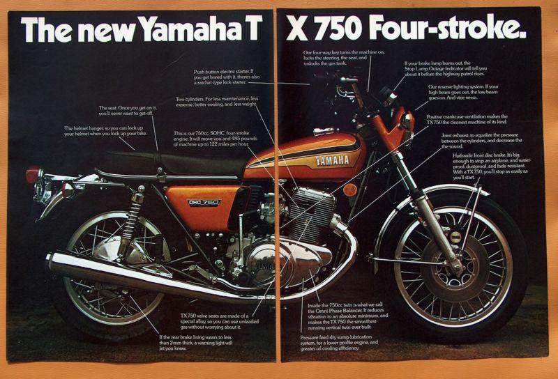 0512   1972 yamaha x 750 two page ad!