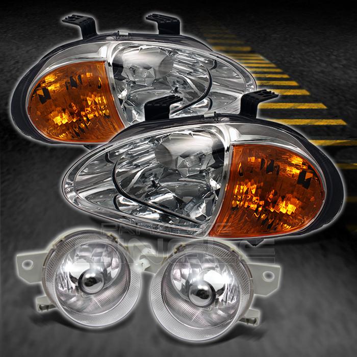 93-97 del sol jdm amber headlights w/corner+fog lamps lights left+right