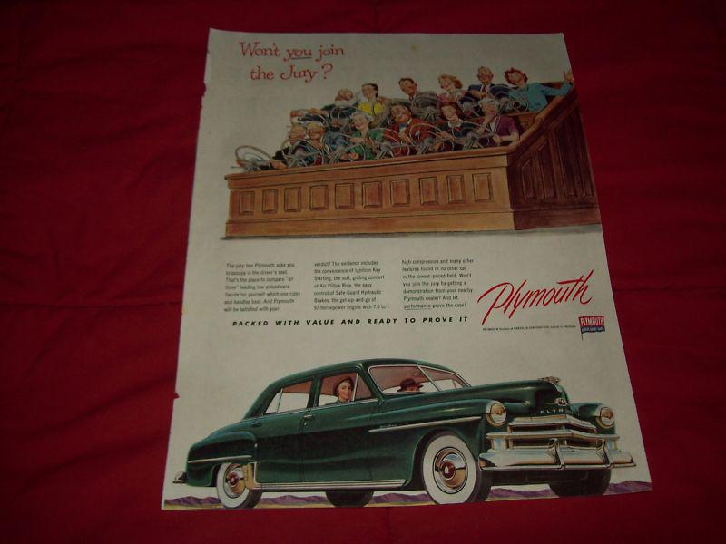 1951 plymouth four door car ad- "join the jury"