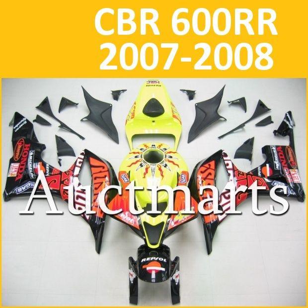 Fit honda 07 08 cbr600rr cbr 600 rr 2007 2008 fairing kit abs plastics b13 h7