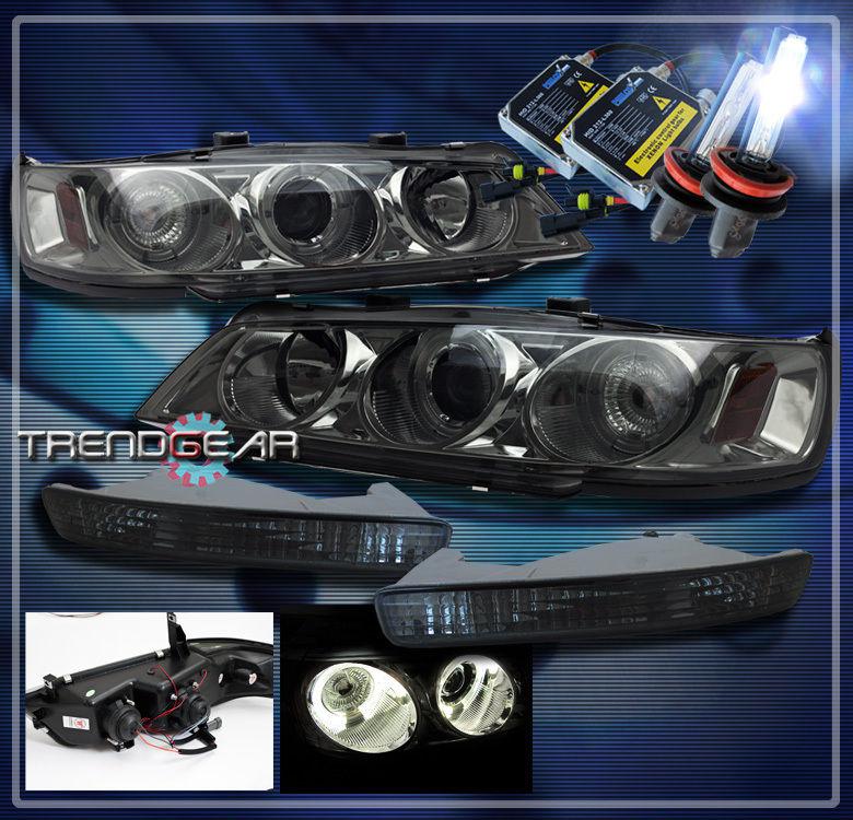 94 95 honda accord halo projector head light+bumper+hid 8k signal lamp jdm smoke