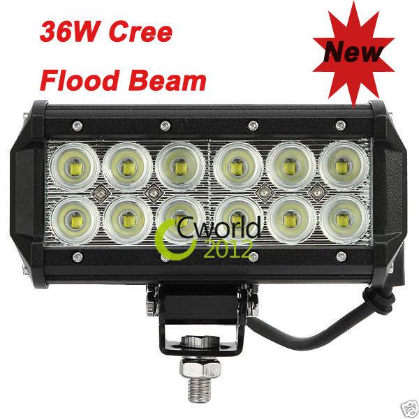 7inch 36w cree led work light bar flood beam car 4x4 truck atv offroad lamp 