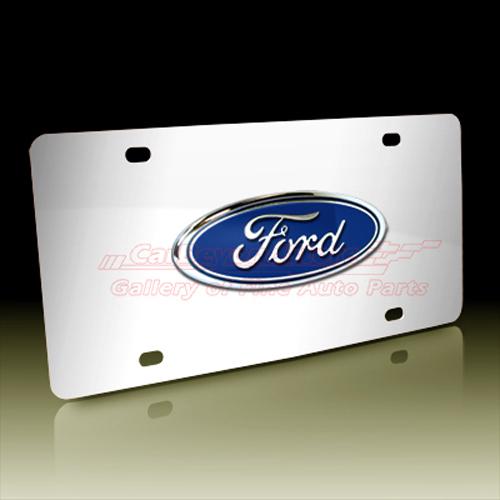 Ford 3d logo chrome stainless steel license plate, lifetime warranty + free gift