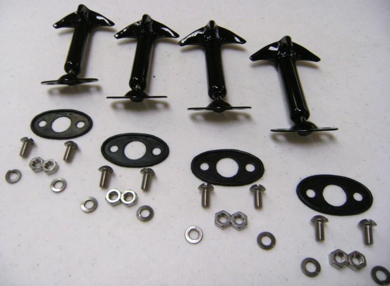 Ford car & pickup truck hood latch kit 4 pieces black