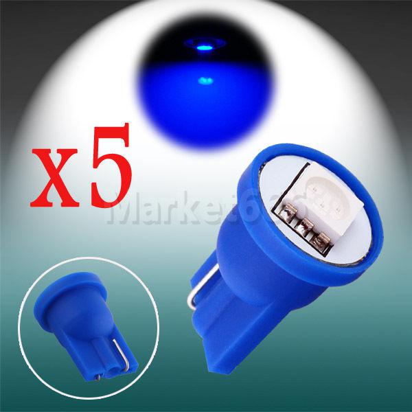 5pcs t10 1 smd 5050 blue license plate 194 w5w led car light bulb lamp