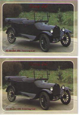 1922 chevy touring car baseball card sized cards - lot of 2 - must see !!