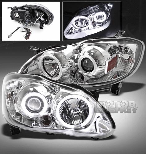 2003-2008 toyota corolla ccfl dual halo projector headlights 2004 2005 2006 2007