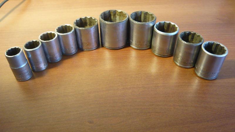 Penens corp. 1/2" drive vintage 10 pc. 12 pt. socket lot set big sizes usa *rare